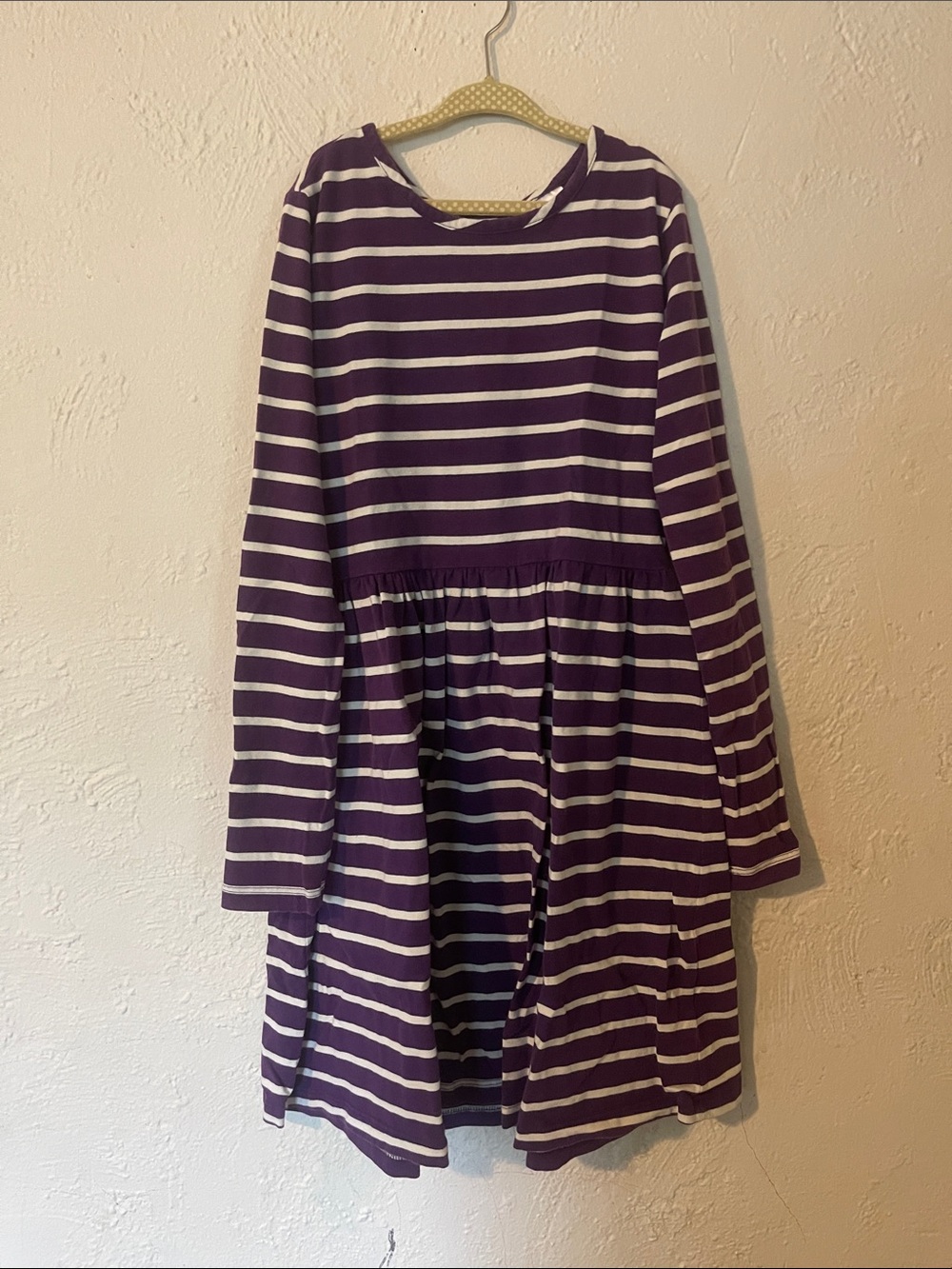 Hannah Andersson Girls' Purple and White Striped Long-Sleeve Dress